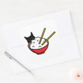 Sticker Carré Chat aime le riz (Enveloppe)