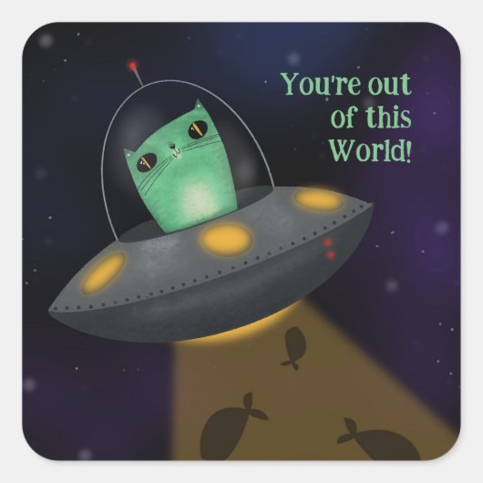 Sticker Carré Chat Alien (Devant)