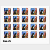 Sticker Carré Chat amusant Noël Tuxedo Kitten souris (Feuille)