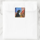 Sticker Carré Chat amusant Noël Tuxedo Kitten souris (Sac)