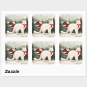 Sticker Carré Chat Angora turc en Noël de neige (Feuille)