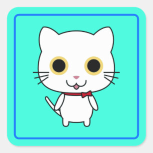 Sticker Carré Chat anthropomorphe blanc Clipart