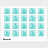 Sticker Carré Chat Arabesque - tons turquoise (Feuille)