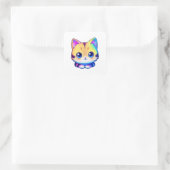 Sticker Carré Chat arc-en-ciel mignon (Sac)