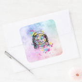 Sticker Carré Chat Astronaute (Enveloppe)