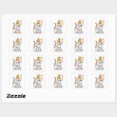 Sticker Carré Chat aux échecs avec pièce d'échecs Pawn (Feuille)