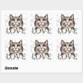 Sticker Carré Chat avec amour dans ses yeux (Feuille)