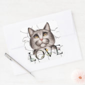 Sticker Carré Chat avec amour dans ses yeux (Enveloppe)