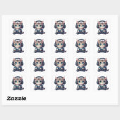 Sticker Carré Chat avec casque audio et manette (Feuille)