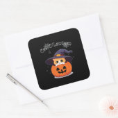 Sticker Carré Chat avec casquette sorcier à Halloween Jack-O-Lan (Enveloppe)