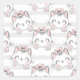 Sticker Carré chat avec motif arc