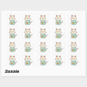 Sticker Carré Chat avec poisson en verre (Feuille)