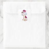 Sticker Carré Chat avec robe Mariage & Bund de Fleur (Sac)