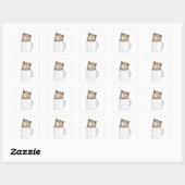 Sticker Carré Chat avec tasse de café (Feuille)