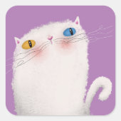 Sticker Carré Chat blanc (Devant)