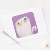 Sticker Carré Chat blanc (Enveloppe)