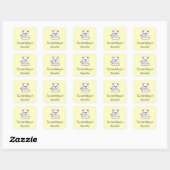 Sticker Carré Chat blanc mignon jaune (Feuille)