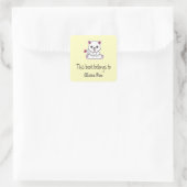 Sticker Carré Chat blanc mignon jaune (Sac)