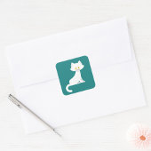 Sticker Carré Chat Blanc Minimaliste Chaton