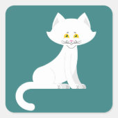 Sticker Carré Chat Blanc Minimaliste Chaton (Devant)