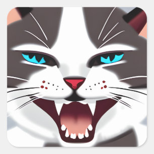 Sticker Carré Chat bleu teinté