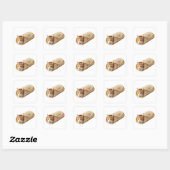 Sticker Carré Chat Burrito Drôle Design de Chat Emballé Mème (Feuille)