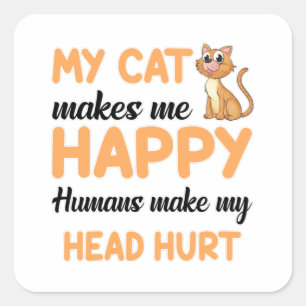 Sticker Carré Chat Chats Amoureux des chats Animal Kitten Animal