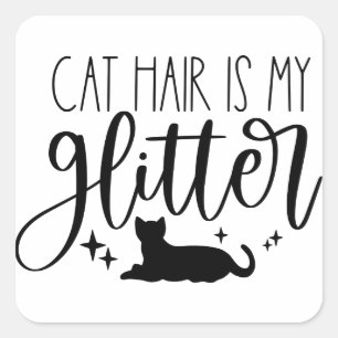 Sticker Carré Chat cheveux est ma Parties scintillant