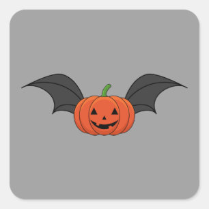 Sticker Carré Chat Citrouille d'Halloween