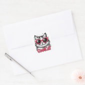 Sticker Carré Chat Cool 1 (Enveloppe)