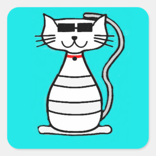 Sticker Carré Chat cool avec lunettes de soleil