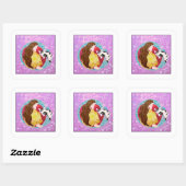Sticker Carré Chat couché et dame couchée. (Feuille)