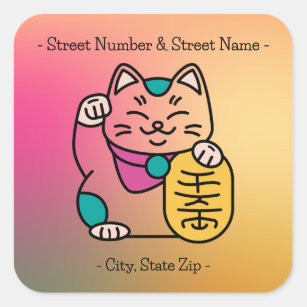 Sticker Carré Chat Cute Kawaii