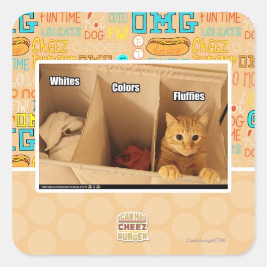 Sticker Carré Chat de blanchisserie (Devant)