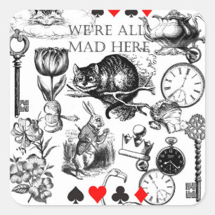 Sticker Carré Chat de Cheshire classique alice au pays des merve