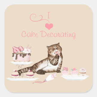 Sticker Carré Chat de décoration de gâteaux