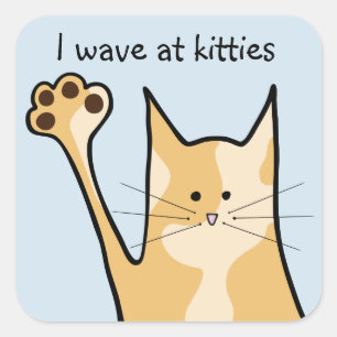 Sticker Carré Chat de dessin Animaux Vêtement Kitty Sticke