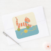 Sticker Carré Chat de jouet rayé avec balle de chaîne (Enveloppe)