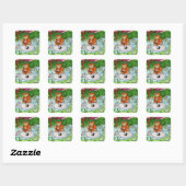 Sticker Carré Chat de méditation Bouddhiste Tabby (Feuille)