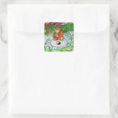 Sticker Carré Chat de méditation Bouddhiste Tabby (Sac)