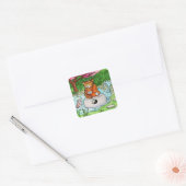 Sticker Carré Chat de méditation Bouddhiste Tabby (Enveloppe)