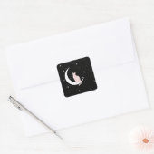 Sticker Carré Chat de minuit sur la Lune (Enveloppe)