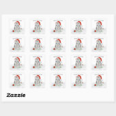 Sticker Carré Chat de Noël (Feuille)