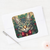 Sticker Carré Chat de Noël 2024 (Enveloppe)