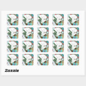 Sticker Carré Chat de Noël blanc (Feuille)
