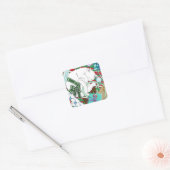 Sticker Carré Chat de Noël blanc (Enveloppe)
