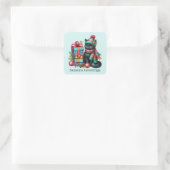 Sticker Carré Chat de Noël Joyeuses Fêtes ajouter du texte (Sac)
