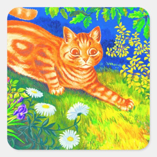Sticker Carré Chat de nuit (Devant)