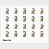 Sticker Carré Chat d'Halloween abstrait (Feuille)