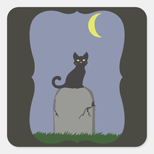 Sticker Carré Chat d'Halloween éffrayant (Devant)
